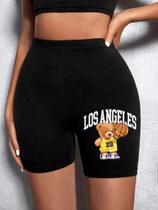 Leggings Femininas De Alta Elasticidade, Macias E Finas, Com Estampa Gráfica De Urso De Pelúcia,