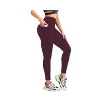 Leggings Femininas De Cintura Alta Com Forro Térmico E Bolsos, Calças Quentes Para Yoga E Corrida No