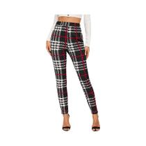 Leggings Femininas De Cintura Alta Com Listras E Estampa Xadrez, Calças Lápis Casuais Justas Leggings Femininas De Cintura Alta Com Listras E Estampa Xadrez, Calças Lápis Casuais Justas