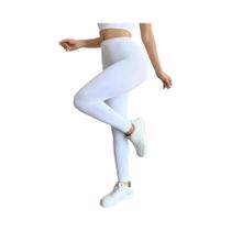 Leggings Femininas De Cintura Alta, Sólidas, Com Cintura Elástica, Calças Casuais Para Yoga, Para