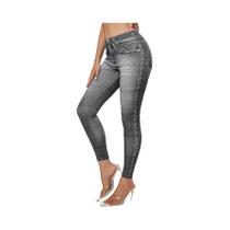 Leggings Femininas De Imitação De Jeans Com Alta Elasticidade E Bolsos, Calças De Controle De Leggings Femininas De Imitação De Jeans Com Alta Elasticidade E Bolsos, Calças De Controle De