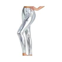 Leggings Femininas Em Couro PU Prata Brilhante, Cintura Alta, Cor Sólida, Calças Da Moda Leggings Femininas Em Couro PU Prata Brilhante, Cintura Alta, Cor Sólida, Calças Da Moda