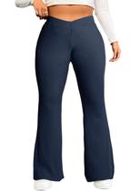 Leggings femininas Eytino Plus Size Flare de cintura alta azul 2X