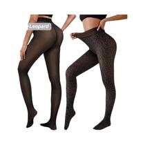 Leggings Femininas Forradas Com Fleece, Pacote Com 2 Peças, Meias-Calças Transparentes Sem Costura