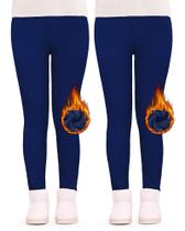 Leggings femininas JOCMIC, forradas de lã, de inverno, 4-5 pés, azul marinho (pacote com 2)
