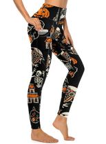 Leggings femininas QIVICIMA de cintura alta para Halloween e ioga com bolsos