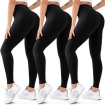 Leggings FEYHAY V Cross Waist Butt Lifting para mulheres, pacote com 3 Leggings FEYHAY V Cross Waist Butt Lifting para mulheres, pacote com 3