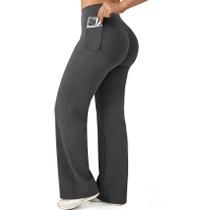 Leggings JGS1996 de perna reta com bolsos para mulheres cinza escuro Leggings JGS1996 de perna reta com bolsos para mulheres cinza escuro