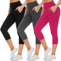 Leggings NEW YOUNG de cintura alta para controle de barriga, pacote com 3 unidades femininas
