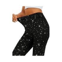 Leggings Plus Size de Cintura Alta com Estampa de Glitter - Modelo Casual