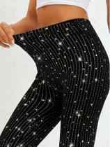 Leggings Plus Size de Cintura Alta com Estampa de Glitter - Modelo Casual