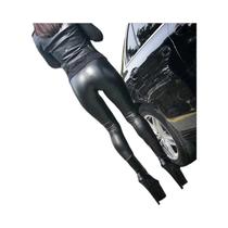 Leggings Pretas De Cintura Alta Em Couro PU Para Mulheres, Ajuste Slim, Alta Elasticidade, Efeito