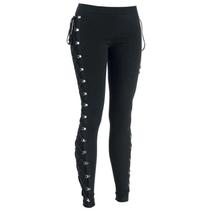 Leggings Pretas De Cintura Alta Góticas Com Cadarço Para Mulheres, Calças Justas Que Levantam O