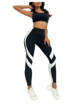 Leggings SweatyRocks High Waisted Color Block preto/branco Leggings SweatyRocks High Waisted Color Block preto/branco