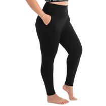 Leggings Walifrey Plus Size 3XL Cintura Alta com Bolsos Preto