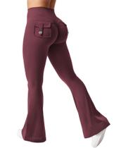 Leggings YEOREO Brittany Flare com bolsos femininos Dark Cherry XS
