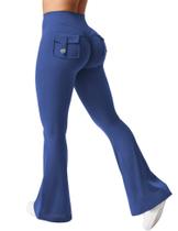 Leggings YEOREO Brittany Flare com bolsos femininos em azul profundo S