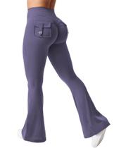 Leggings YEOREO Brittany Flare com bolsos para mulheres em roxo profundo