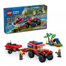 Lego caminhao dos bombeiros 4x4 com barco de resgate 60412 Lego caminhao dos bombeiros 4x4 com barco de resgate 60412
