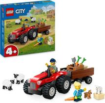 LEGO City 60461 Trator agrícola vermelho com trailer e conjunto de brinquedos para ovelhas Conjunto de brinquedos com figuras de animais Brinquedo