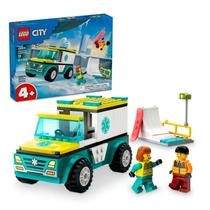 Lego City Ambulância De Emergência E Snowboarder 79 Peças