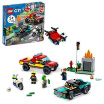 LEGO City Fire Rescue & Police Chase 60319 - Kit de Construção (295 Peças) + 3 Minifiguras