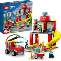 LEGO City Quartel e Caminhão dos Bombeiros 60375 153 peças Conjunto de Construção