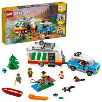 LEGO Creator 3 em 1 Caravan Family Holiday 31108 Kit de construção de brinquedos de férias para crianças que amam brincadeiras criativas e jogos de aventura de acampamento com bonecos de animais fofos (766 peças)