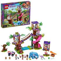 LEGO Friends Jungle Rescue Base 41424 Brinquedo de construção para crianças, kit de resgate de animais que inclui uma casa na árvore da selva e 2 figuras de elefante para diversão de aventura (648 peças)