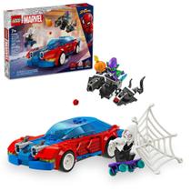 Lego super heroes marvel - carro de corrida do homem-aranha e duende verde venom - 76279