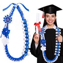 Lei de dinheiro para formatura Lyrow 122 cm azul e branco com fita