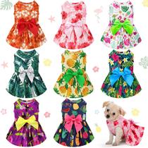 LEIFIDE, 8 peças de vestidos para cães do Havaí, florais de verão, laço S LEIFIDE, 8 peças de vestidos para cães do Havaí, florais de verão, laço S