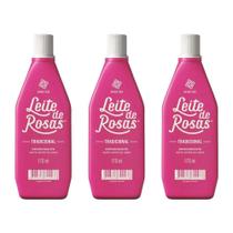 Leite de Rosas Tradicional 170ml Kit com 3 Unidades Loção Corporal Leite de Rosas