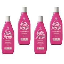 Leite de Rosas Tradicional 170ml Kit com 4 Unidades Loção Corporal Leite de Rosas