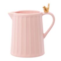 Leiteira de cerâmica rosa com pássaro dourado 200ml wolff Bird - porta leite bule