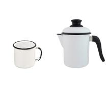 Leiteira e caneca qualidade em Agata- 900 ml - Branca - Ewel