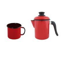 Leiteira e caneca qualidade em Agata-900 ml- Vermelha - Ewel