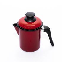Leiteira Esmaltada C/ Tampa Cabo Baquelite Vermelha 900ml - Ewel Leiteira Esmaltada C/ Tampa Cabo Baquelite Vermelha 900ml - Ewel
