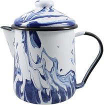 Leiteira Esmaltada Tradicional 12 Marmorizada Azul - 1100 ml - Ewel