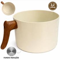 Leiteira Fervedor Fogão De Indução Caneco Cerâmica Antiaderente 16cm 2,2L Multiflon Cor Vanilla