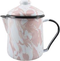 Leiteira Tradicional 12 Esmaltada Marmorizada Rosa Claro - 1.1L - Ewel