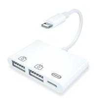 Leitor de câmera Lightning para USB x2 + Lightning S-1851 branco