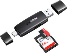 Leitor De Cartão 2 Em 1 Ugreen Usb-a Usb-c Para Cartão Sd Tf