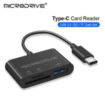 Leitor de Cartão 3 em 1 Micro SD e SD Card + Porta USB-A 2.0 Cabo USB-C Leitor de Cartão 3 em 1 Micro SD e SD Card + Porta USB-A 2.0 Cabo USB-C