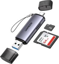 Leitor de cartão memória UGREEN 2 em 1 USB C USB 3.0 Micro SD TF compatível Galaxy S24 Ultra S23 S22