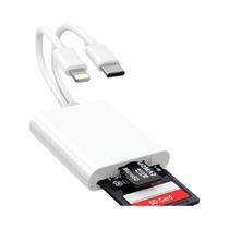 Leitor De Cartão SD Com Conector Duplo Para iPhone iPad Adaptador USB C Lightning Para Câmera