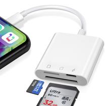 Leitor de cartão SD Denlane para iPhone, slots duplos SD e Micro SD