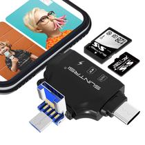 Leitor de cartão SD SUNTRSI 4 em 1 para iPhone, iPad, Android, Mac, PC