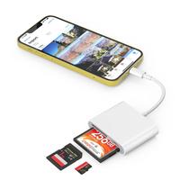 Leitor de cartão SD SZHAIYIJIN CF para iPhone e iPad, adaptador de leitor de cartão de memória flash compacto 3 em 1, visualizador de câmera digital microSD CF SD Trail Game de 3 slots para iPhone 14/14 Pro/13/13 Pro, sem necessidade de aplicativo