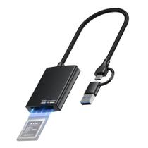 Leitor de cartão XQD JJC 2 em 1 de plugue duplo USB-C/USB-A para Sony